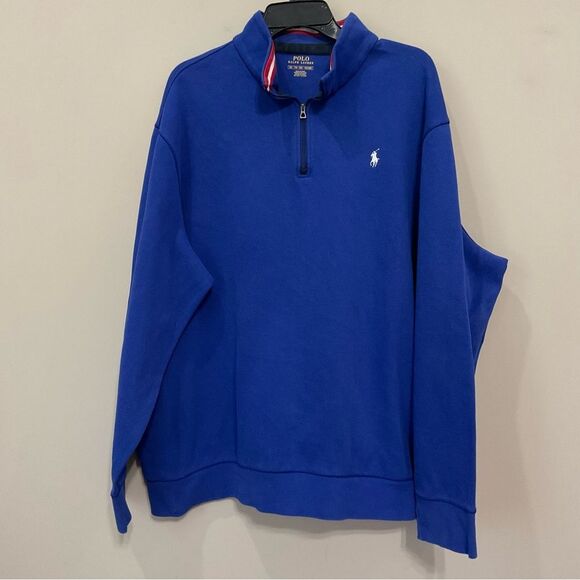 Polo Ralph Lauren Half ZIp Pullover Sweater Sz XXL Royal Blue Knit Sweatshirt - Picture 1 of 6